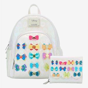 Loungefly Disney NWT  Princess Bows Iridescent Mini Backpack w/wallet